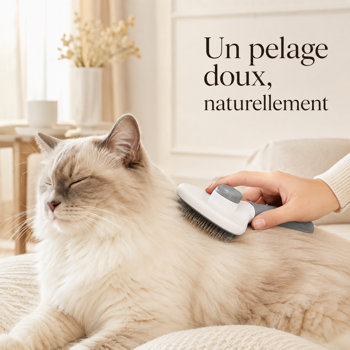 Brosse autonettoyante MyFelyn pour chat – Anti-poils & anti-nœuds